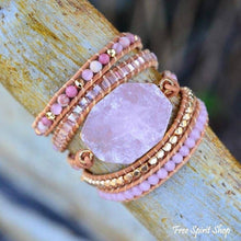 Load image into Gallery viewer, Natural Rose Quartz Heart Chakra Wrap Bracelet