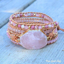 Load image into Gallery viewer, Natural Rose Quartz Heart Chakra Wrap Bracelet
