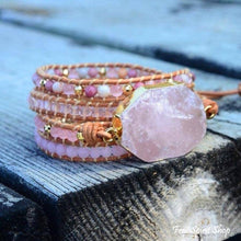 Load image into Gallery viewer, Natural Rose Quartz Heart Chakra Wrap Bracelet