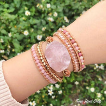 Load image into Gallery viewer, Natural Rose Quartz Heart Chakra Wrap Bracelet