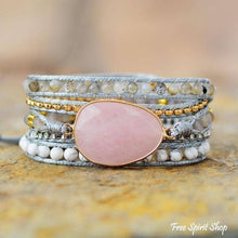 Load image into Gallery viewer, Natural Rose Quartz Howlite & Rutilated Quartz Wrap Bracelet