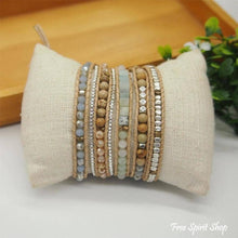 Load image into Gallery viewer, Natural Amazonite &amp; Jasper Stone Boho Wrap Bracelet

