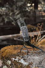 Load image into Gallery viewer, Handcrafted Drinking Horn Ravens Viking Ship | OnlyViking: Ravens 14-18 inches / Metal Stand
