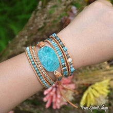 Load image into Gallery viewer, Natural Calming Amazonite Bead Wrap Bracelet, Boho Jewelry

