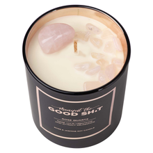 Load image into Gallery viewer, Manifest The Good Shit - Rose Quartz Crystal Candle: Tumbled Stone
