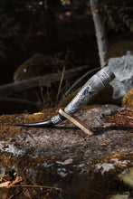Load image into Gallery viewer, Handcrafted Drinking Horn Ravens Viking Ship | OnlyViking: Ravens 14-18 inches / Metal Stand
