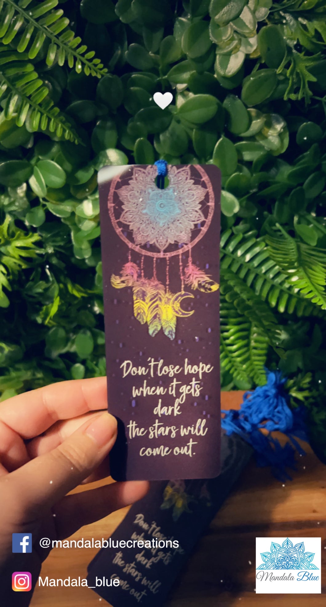 Inspirational bookmark -black hope