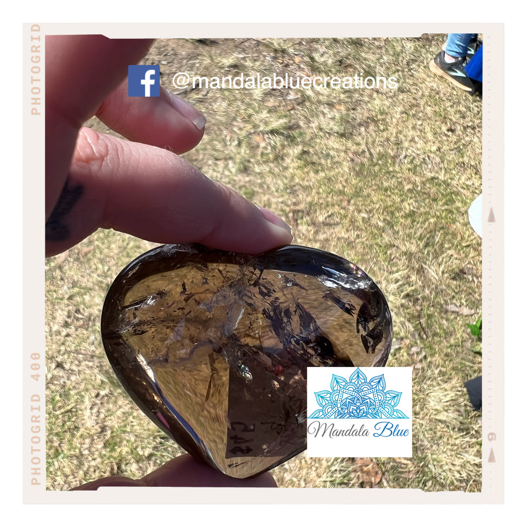 Smokey quartz puffy heart