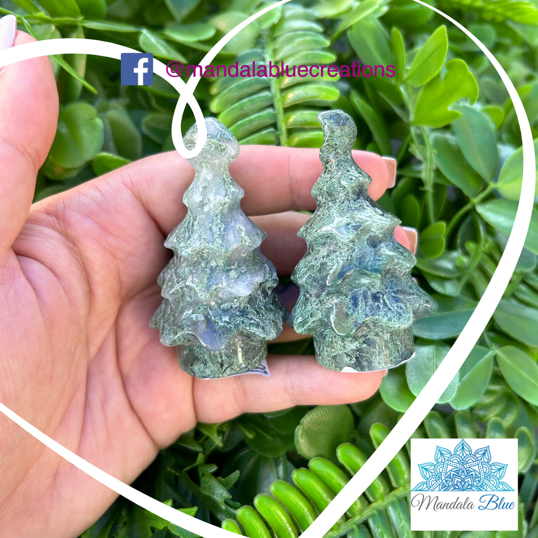 Moss agate Christmas tree
