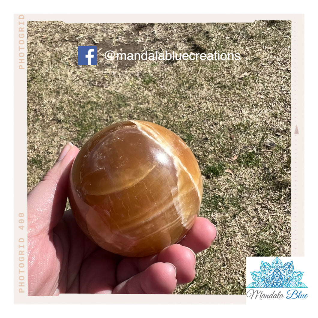Honey calcite sphere