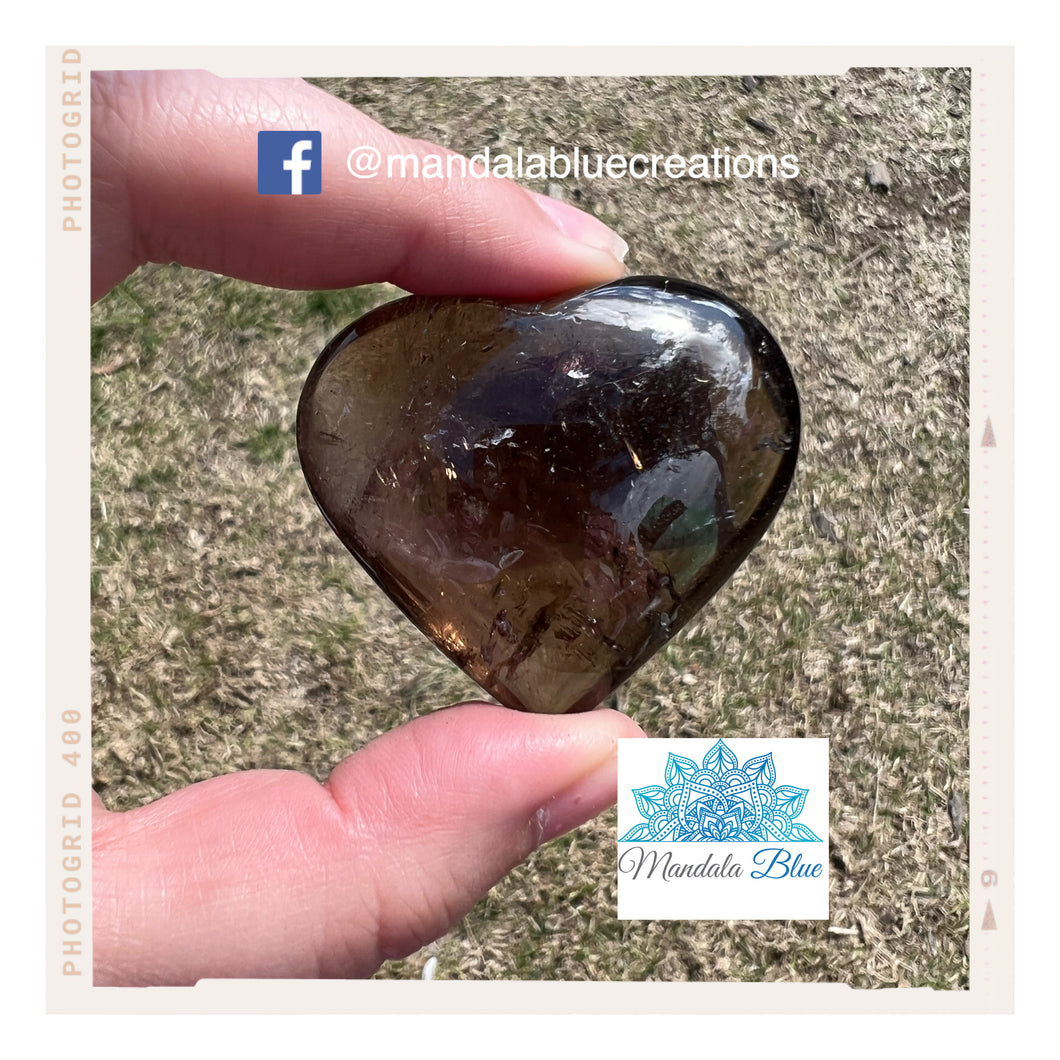Smokey quartz puffy heart